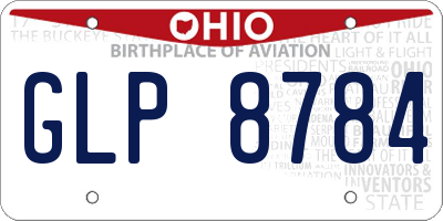 OH license plate GLP8784