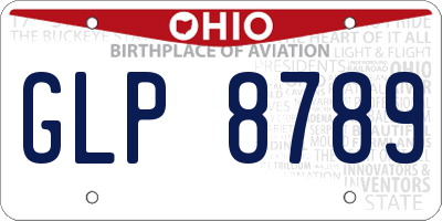 OH license plate GLP8789