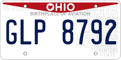 OH license plate GLP8792