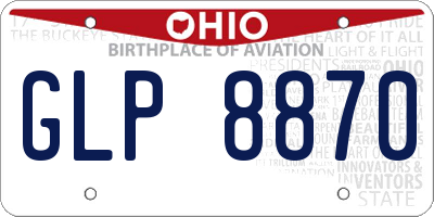 OH license plate GLP8870