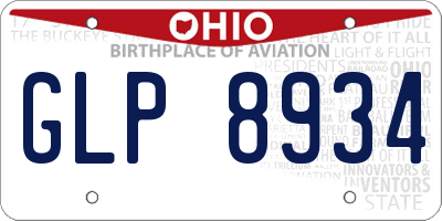 OH license plate GLP8934
