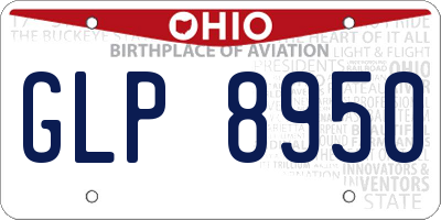 OH license plate GLP8950
