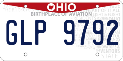 OH license plate GLP9792