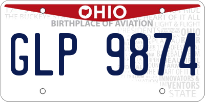 OH license plate GLP9874