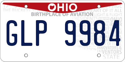 OH license plate GLP9984
