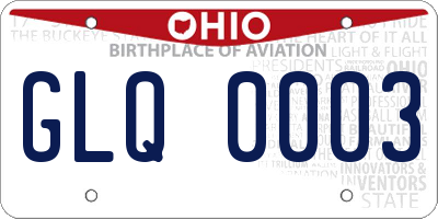 OH license plate GLQ0003