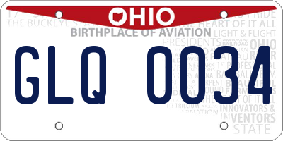 OH license plate GLQ0034