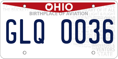 OH license plate GLQ0036
