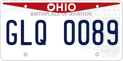 OH license plate GLQ0089
