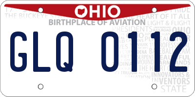 OH license plate GLQ0112
