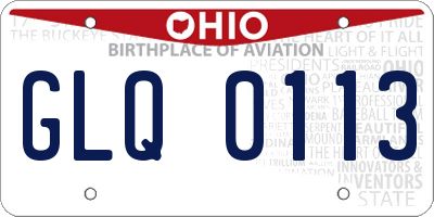 OH license plate GLQ0113