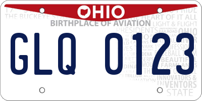 OH license plate GLQ0123