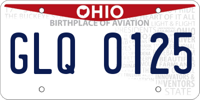 OH license plate GLQ0125