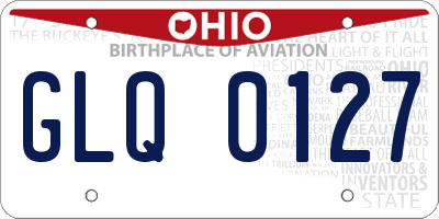 OH license plate GLQ0127