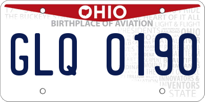 OH license plate GLQ0190