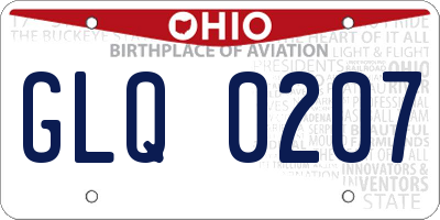 OH license plate GLQ0207