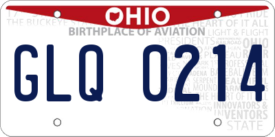 OH license plate GLQ0214
