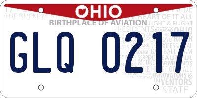 OH license plate GLQ0217