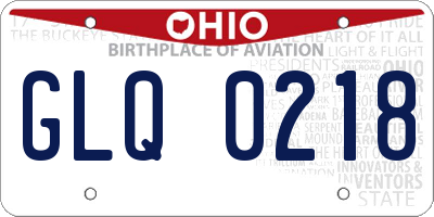 OH license plate GLQ0218