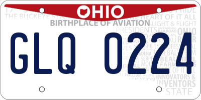 OH license plate GLQ0224