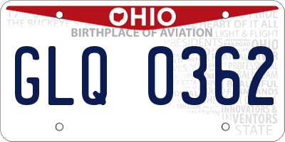 OH license plate GLQ0362