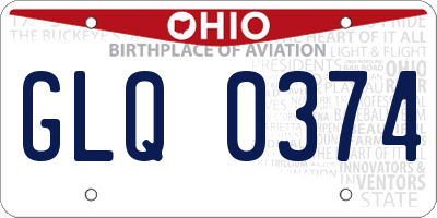 OH license plate GLQ0374