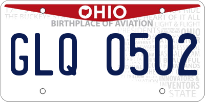OH license plate GLQ0502