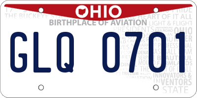 OH license plate GLQ0701