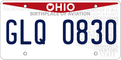 OH license plate GLQ0830