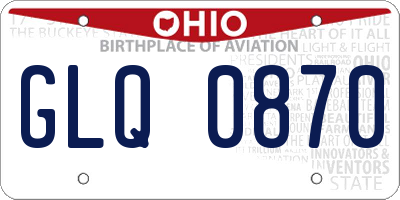 OH license plate GLQ0870