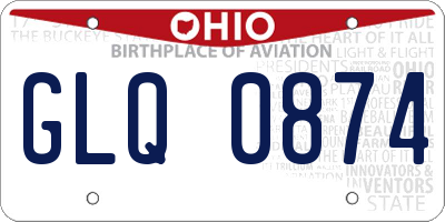 OH license plate GLQ0874
