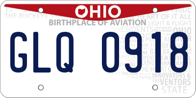 OH license plate GLQ0918