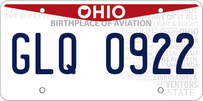 OH license plate GLQ0922