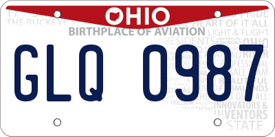 OH license plate GLQ0987