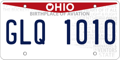 OH license plate GLQ1010