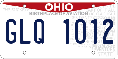 OH license plate GLQ1012