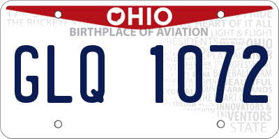 OH license plate GLQ1072