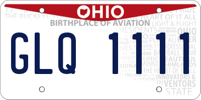 OH license plate GLQ1111