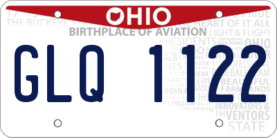 OH license plate GLQ1122