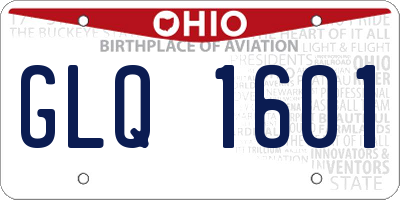 OH license plate GLQ1601