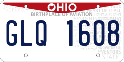 OH license plate GLQ1608