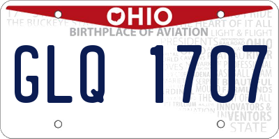 OH license plate GLQ1707