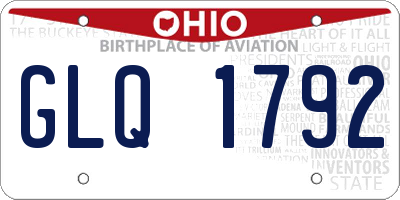 OH license plate GLQ1792