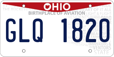 OH license plate GLQ1820