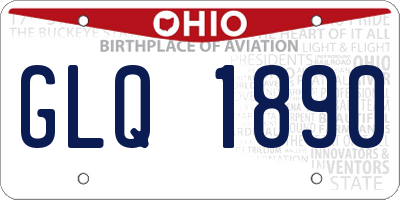 OH license plate GLQ1890