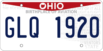 OH license plate GLQ1920