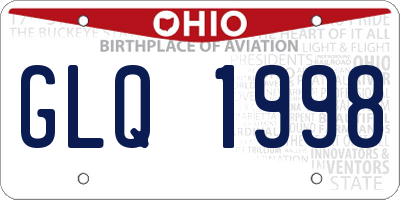 OH license plate GLQ1998