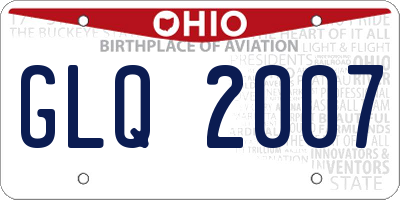 OH license plate GLQ2007