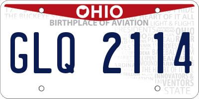 OH license plate GLQ2114