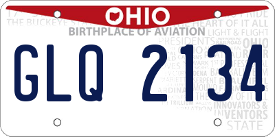 OH license plate GLQ2134